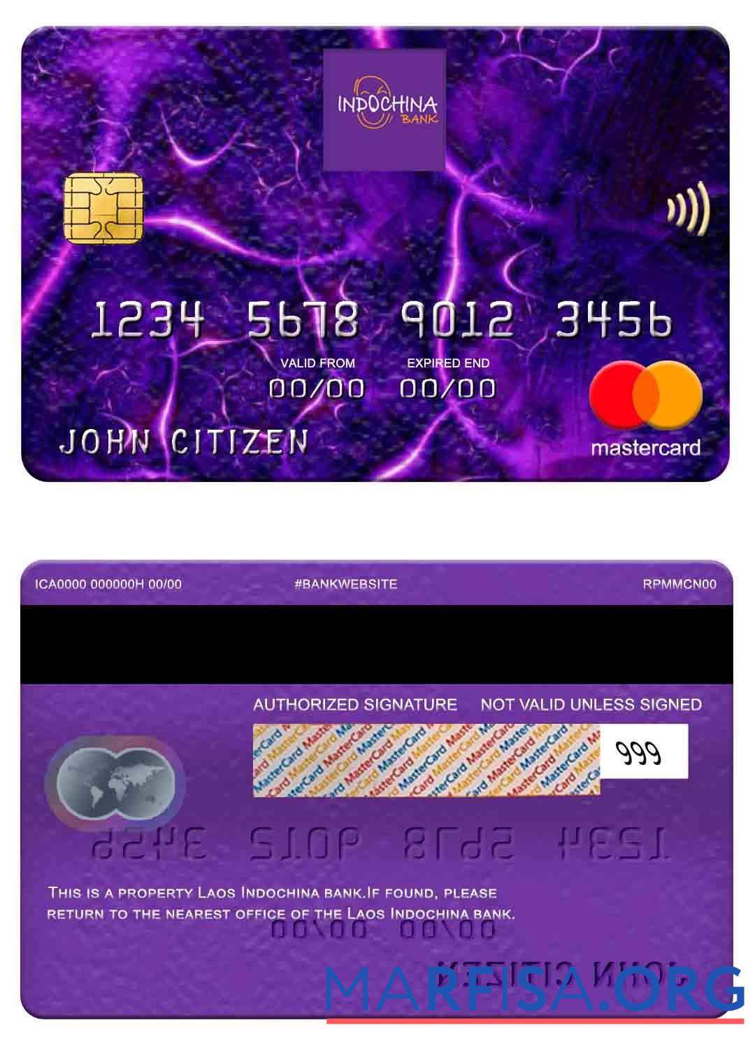 Blank Laos Indochina Bank mastercard download for verification